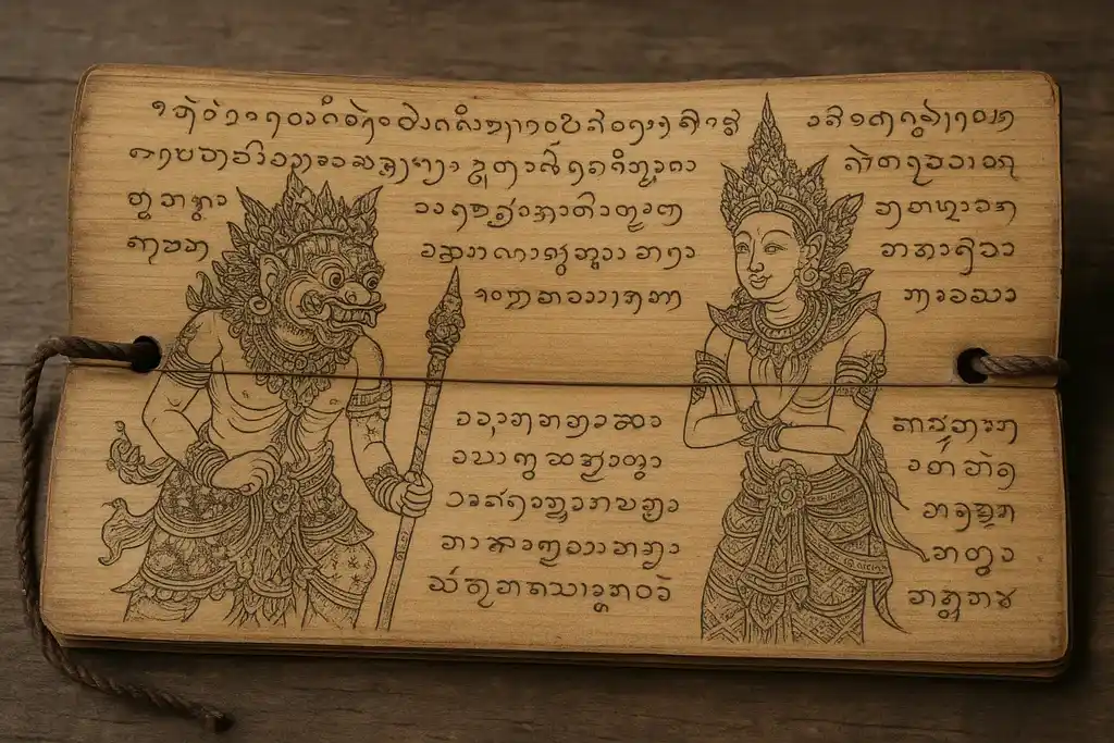 lontar et alphabet balinais - Amanaska Bali - agence de voyage locale à Bali